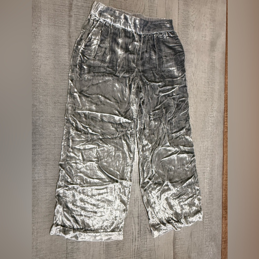 MAEVE by Anthropology Silver Metallic Silk Style Straight Leg Pants Size Medium - Picture 4 of 11